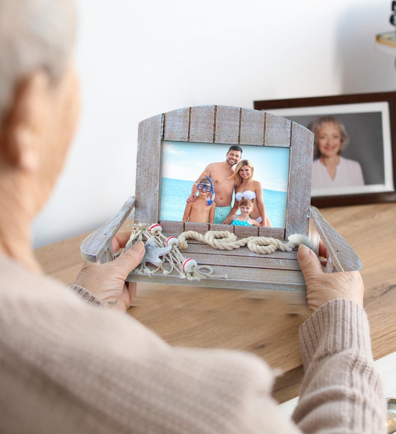 Puzzled CoTa Global Brown Chair Beach Picture Frame - Decorative 4x6 Picture Frame, Distressed Wood Picture Frames for Family, Perfect Beach House Decor Gifts and Family Portrait Frame, 9 Inch, Color May Vary - Image 4